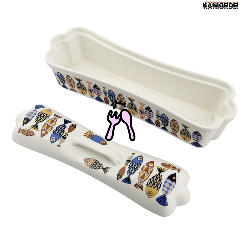 뚜껑 수저통 도자기 젓가락 보관함 테이블 수저 보관 케이스 - 상품 이미지