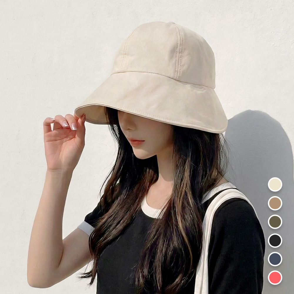 코튼면 가죽 벨크로 보넷모자 데일리 얼굴소멸 벙거지 버킷햇 - 상품 이미지