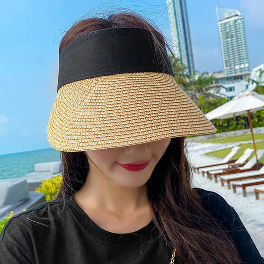 심플 데일리 감성 여름 여성 모자 블랙밴드 헬렌 돌돌이 썬캡 - 상세 이미지 2