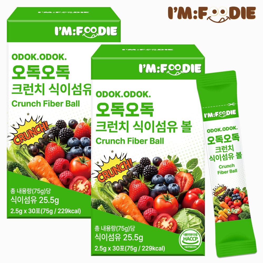 아임푸디 오독오독 크런치 식이섬유 볼 야채 샐러드 샤인머스켓맛 30포, 2개 - 상품 이미지