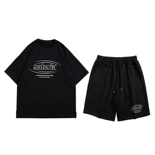 오버핏 남성 트레이닝 반바지 남성 반팔 운동복 여름 - 상품 이미지