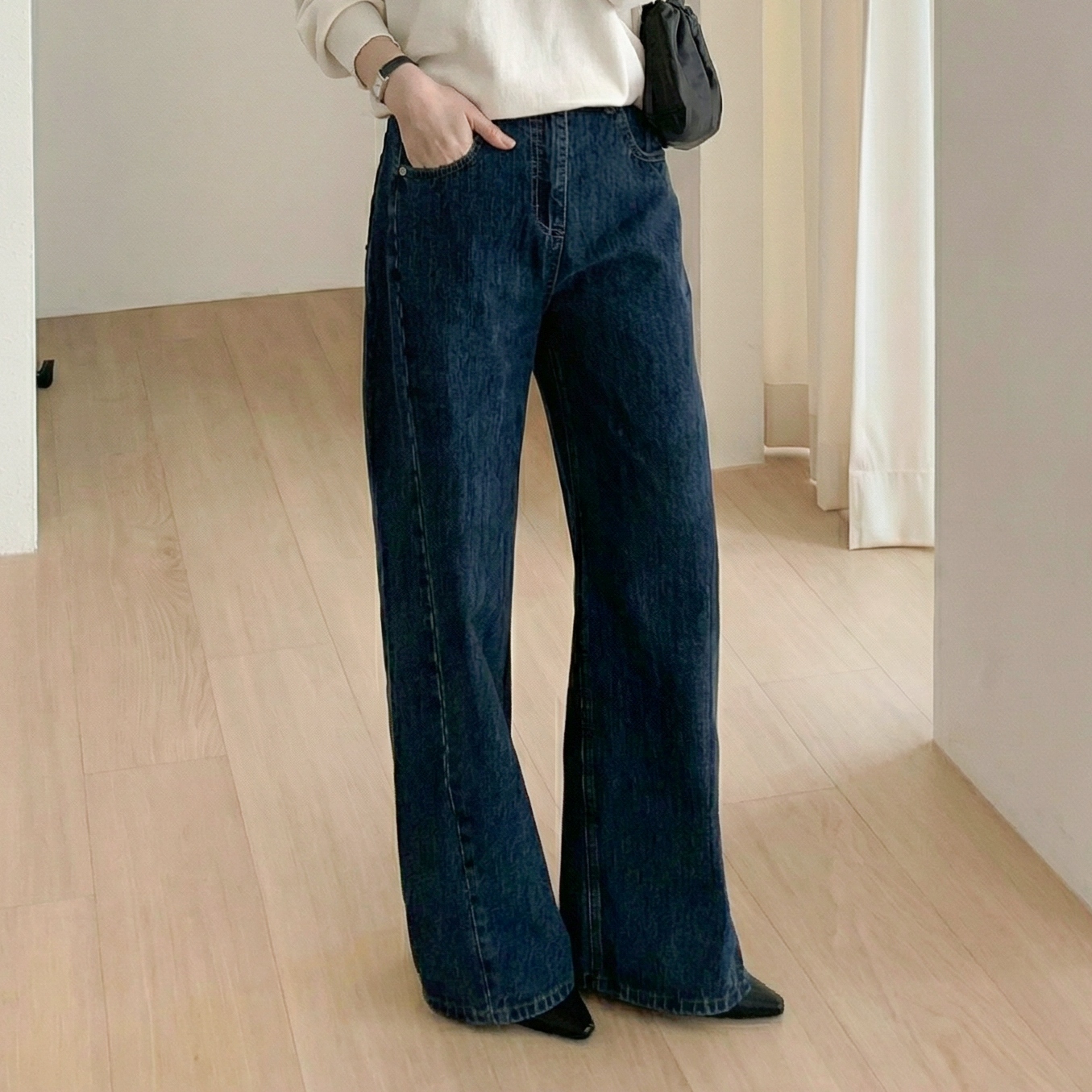 연청데님 여성통청바지 하이웨스트청바지 커브드데님 커브드진 커브진 이미지 8