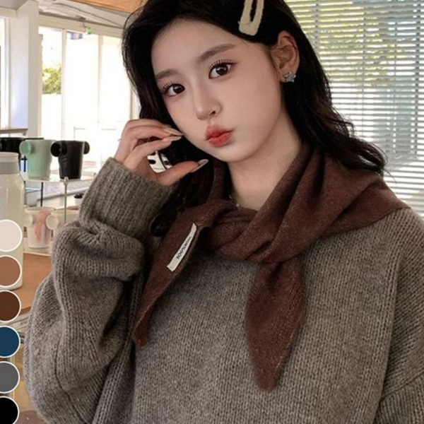 데일리 여성 쁘띠 스카프 캐시미어 울 쁘띠 스카프 가을 겨울 목도리 워머 니트 패션 삼각 - 상품 이미지