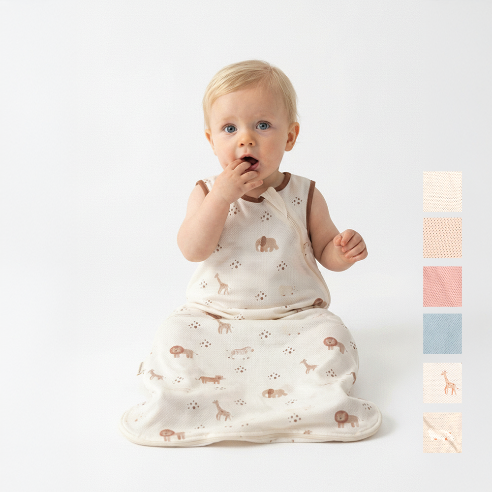 썬데이허그 꿀잠 코튼 메쉬 아기 슬리핑백 신생아 슬립색 수면조끼 데일리크림 S 제품 이미지