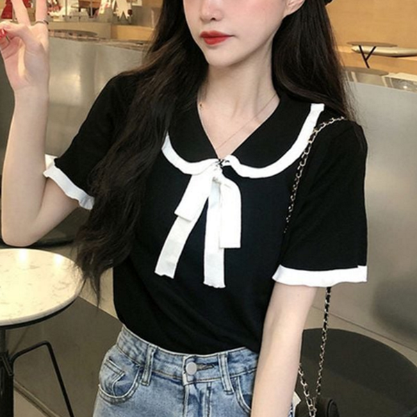 루즈핏 여성 반팔 티셔츠 캐주얼 여성 카라 티셔츠 데일리 여름 - 상품 이미지