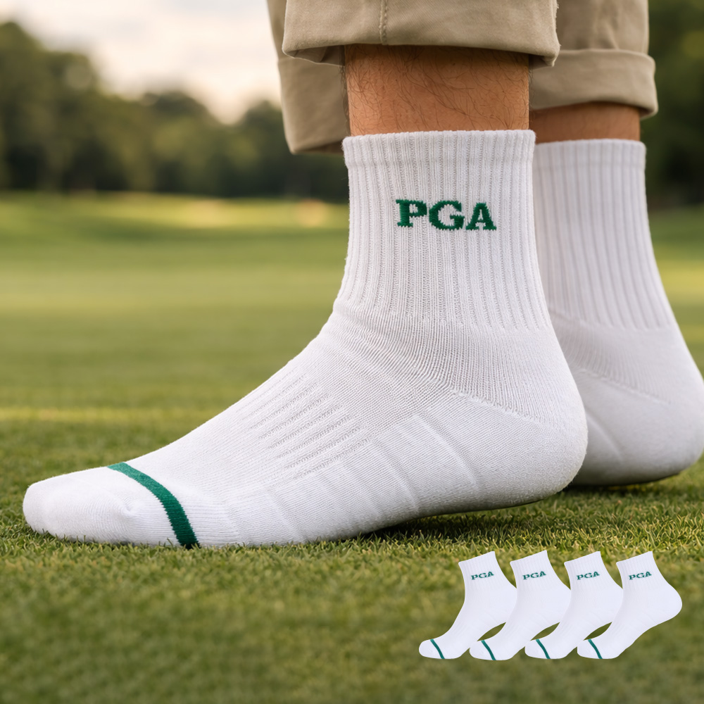 PGA 2중쿠션 스포츠 골프 중목양말 4족 세트 PGAM-70 화이트 - 상품 이미지