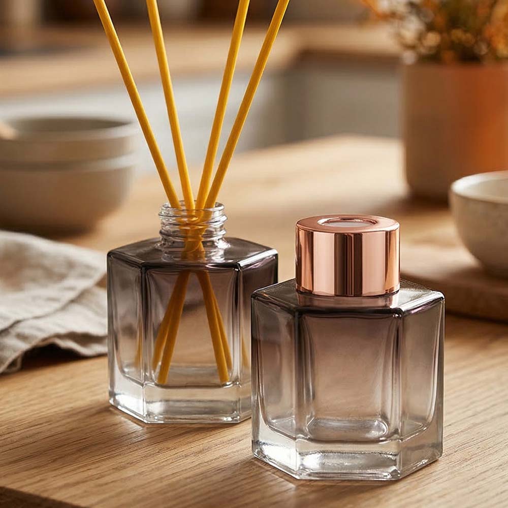 디퓨저 용기 유리병 브라운헥타곤 50ml 스티커 리드스틱포함 DIY - 상세 이미지 2