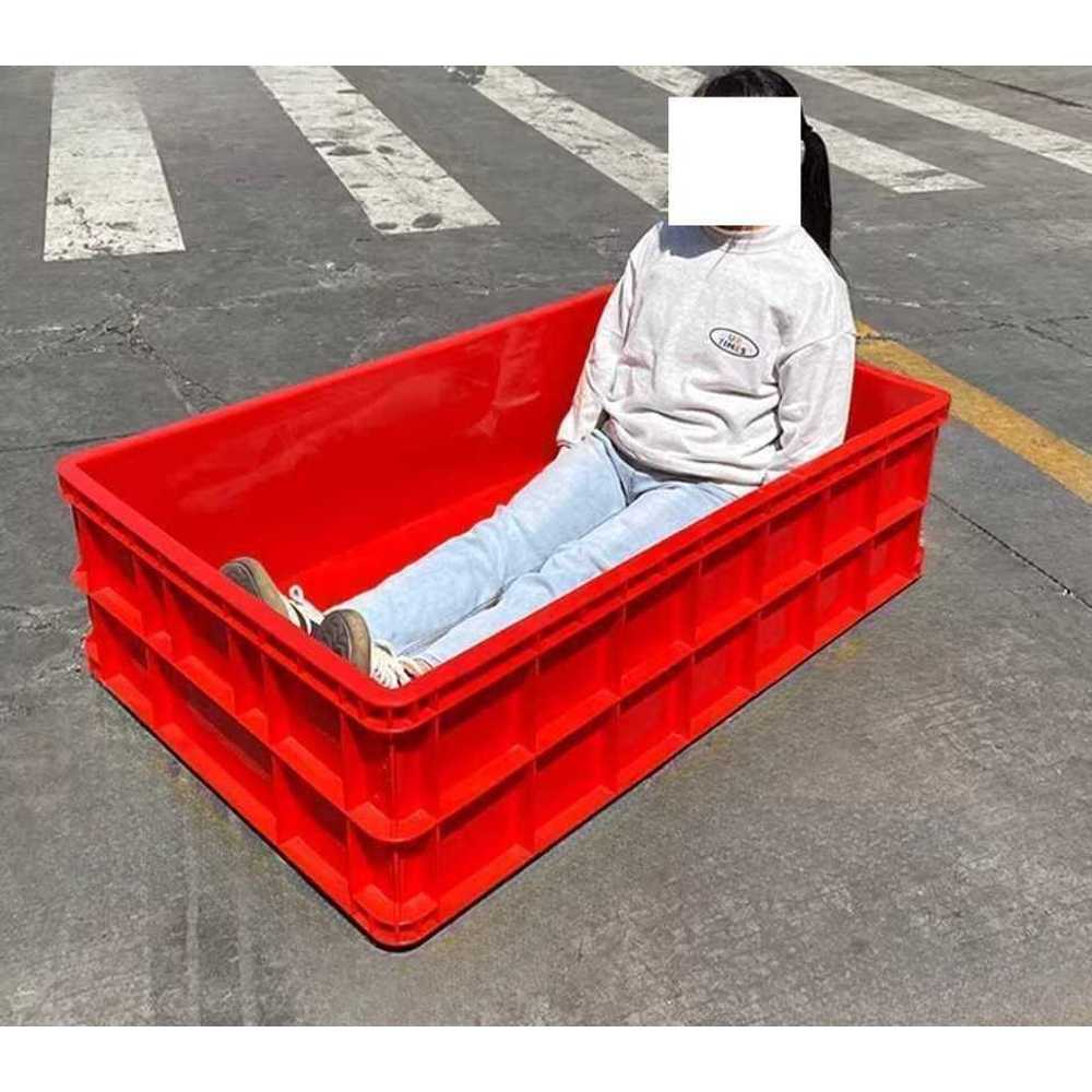 대형 플라스틱 바구니 특대 소쿠리 업소용 대형수납 빨강 - 상품 이미지