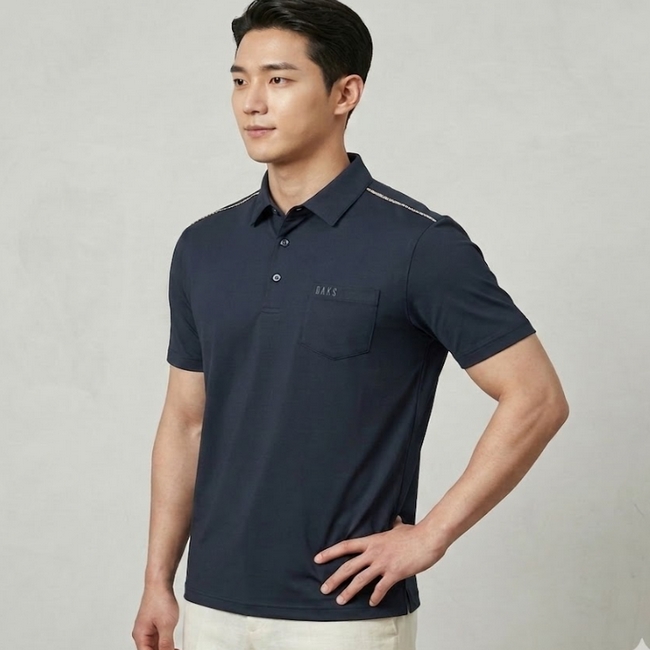 닥스 골프 남성 여름 필드룩 어깨체크 라인형 카라 반팔 티셔츠 - 상품 이미지