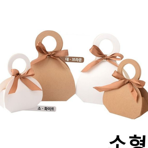 가방형 종이 선물 상자 손잡이 접이식 선물 박스 답례품 베이킹 포장 간식 생일 리본 장식 - 상품 이미지
