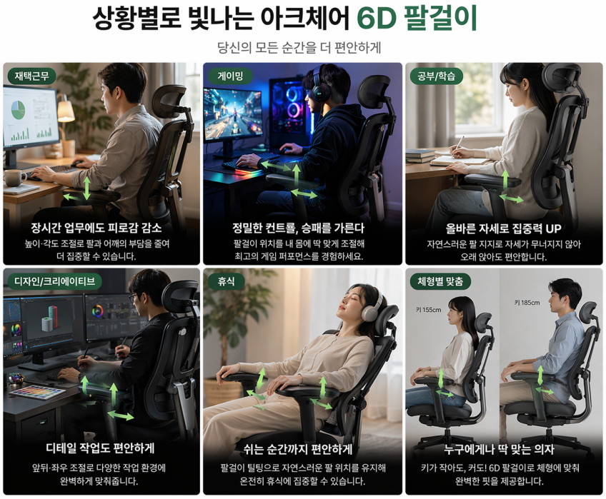 제닉스 아레나 아크체어 6D 메쉬 컴퓨터 게이밍의자 판매처 상세 정보 이미지 3