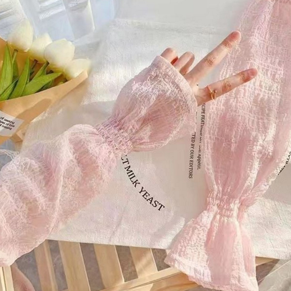 운전용 자외선 차단 팔 토시 여성 쿨링 팔 토시 통기성 운전 손등 여름 프릴 팔목 커버 - 상품 이미지
