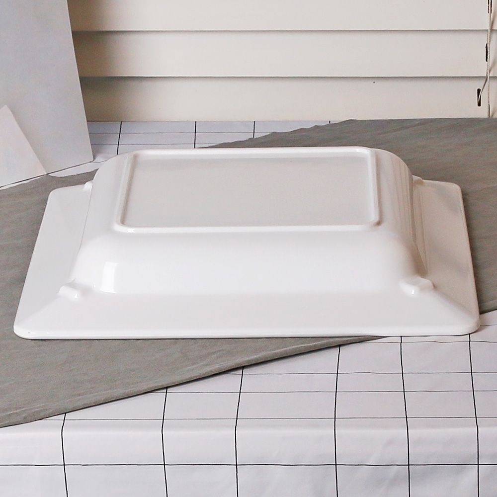 뷔페 대형 큰 멜라민 그릇 업소용 식당 샐러드 뷔페접시 35cm, 사각 - 상세 이미지 3