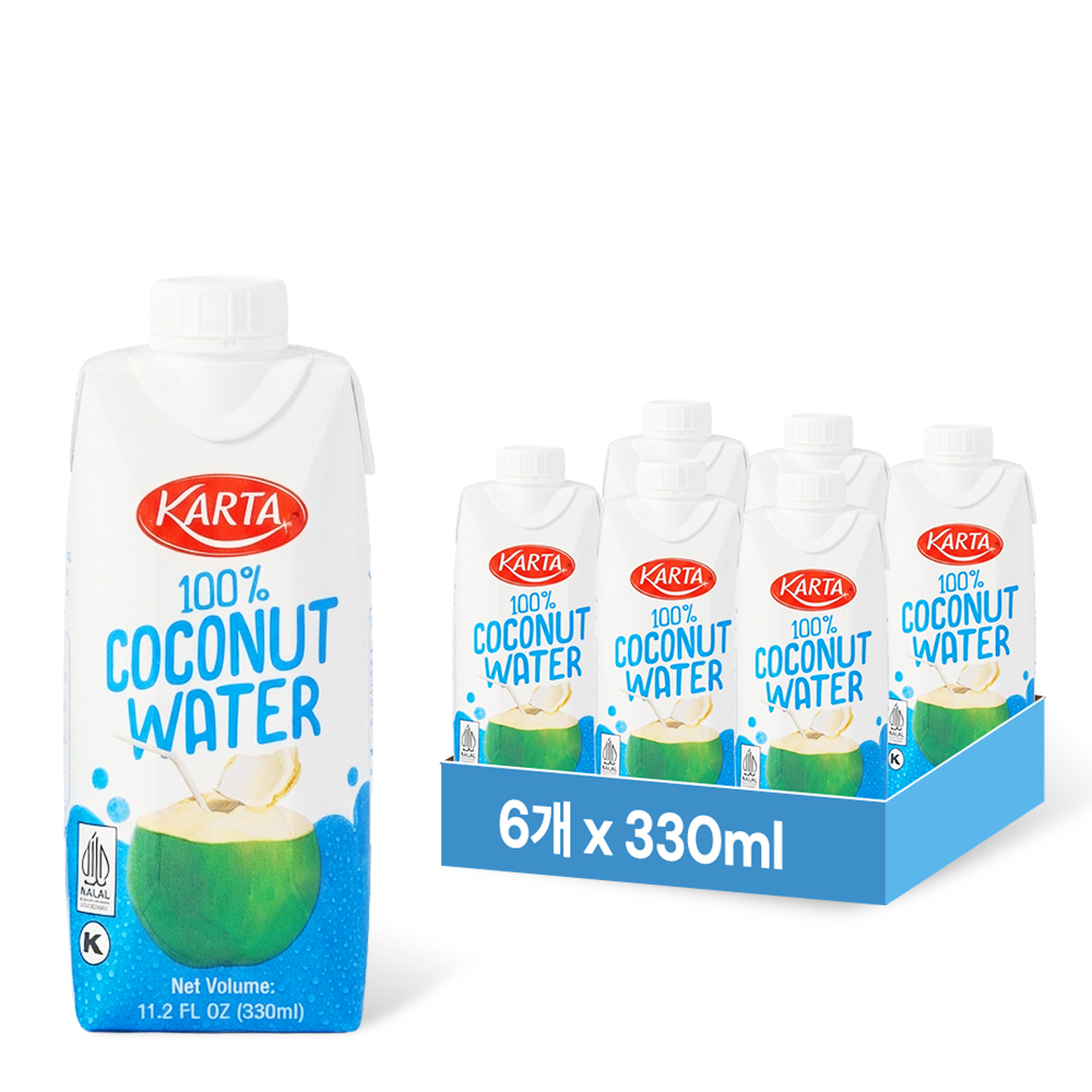 카르타 코코넛워터 100% 천연 코코넛, 330ml, 6개 - 상품 이미지