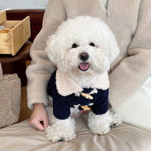 고양이 반려동물 후리스 플리스 강아지 후리스 방한복 겨울 실내복 옷 가디건 외투 단추 - 상품 이미지