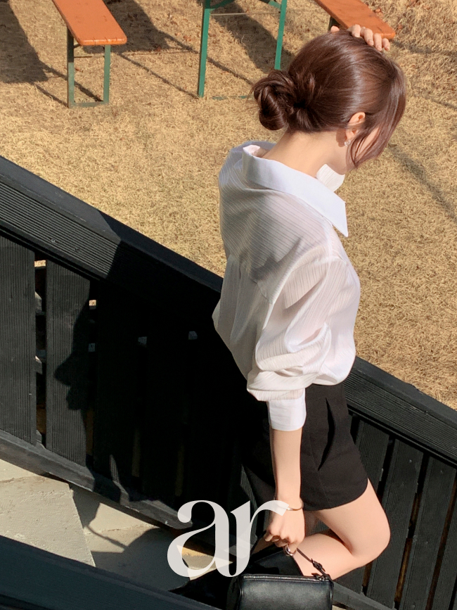[자체제작] (MADE) 스트라이프 투웨이 버튼 배색 카라 셔츠 bs8608 이미지 6