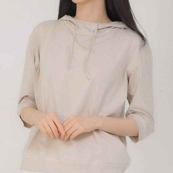 데일리 여성 후드 티셔츠 루즈핏 여성 7부 후드 간절기 베이직 - 상품 이미지