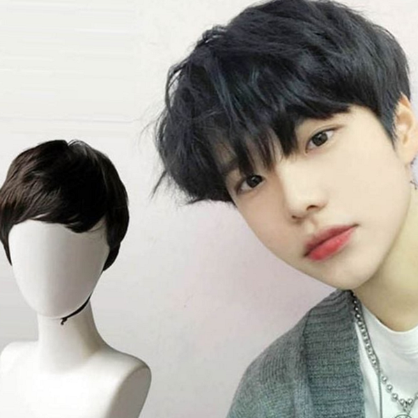 내추럴 남성 가발 댄디 남성 통가발 스타일 헤어 부분 피스 - 상품 이미지