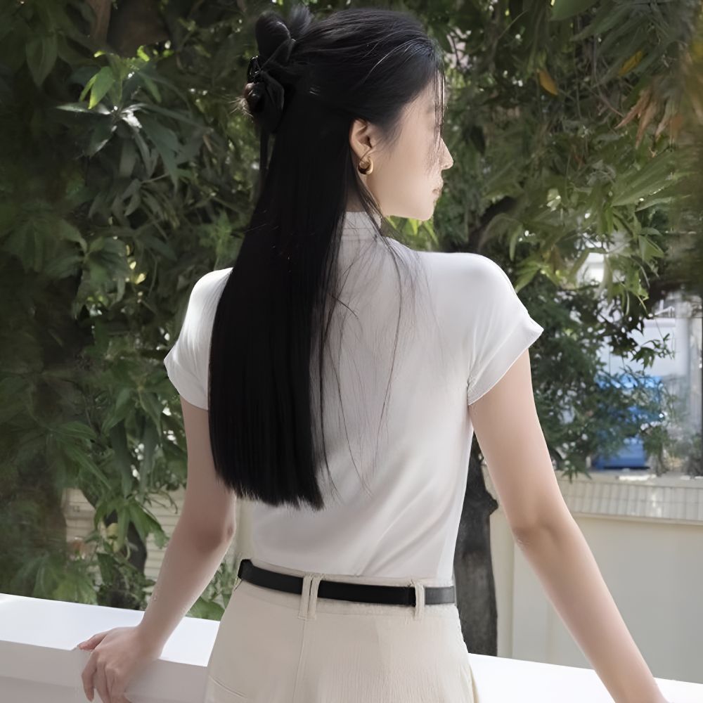 여성반폴라티 반목폴라티 스판반팔티셔츠 여름목티 무지티 - 상세 이미지 5