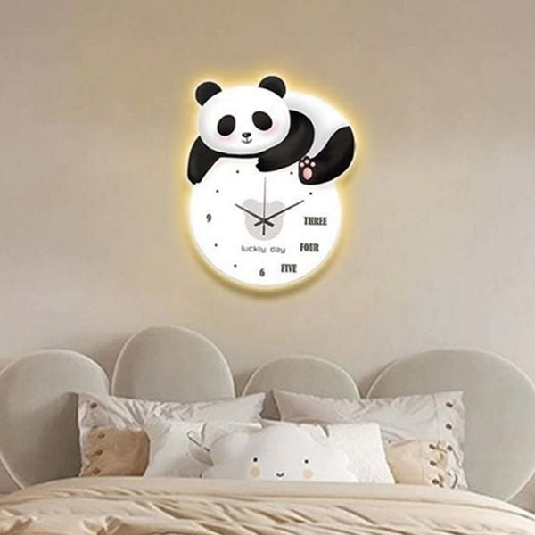 인테리어 팬더 벽 시계 무드 led 벽 시계 디자인 조명 무드등 LED 캐릭터 거실 벽걸이 - 상품 이미지