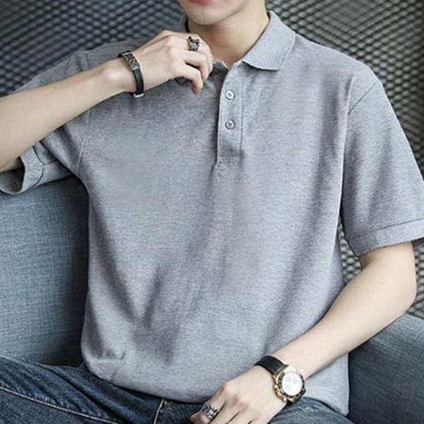 캐주얼 남성 통큰 반팔 카라 티 루즈핏 티 - 상품 이미지