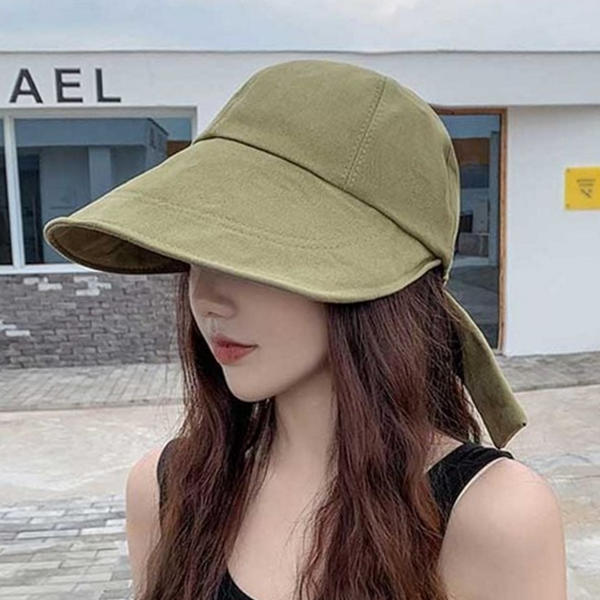여름 리본 모자 비치 리본 와이드캡 여성 야외 자외선 차단 가리개 햇빛 썬 바이저 스포츠 - 상품 이미지