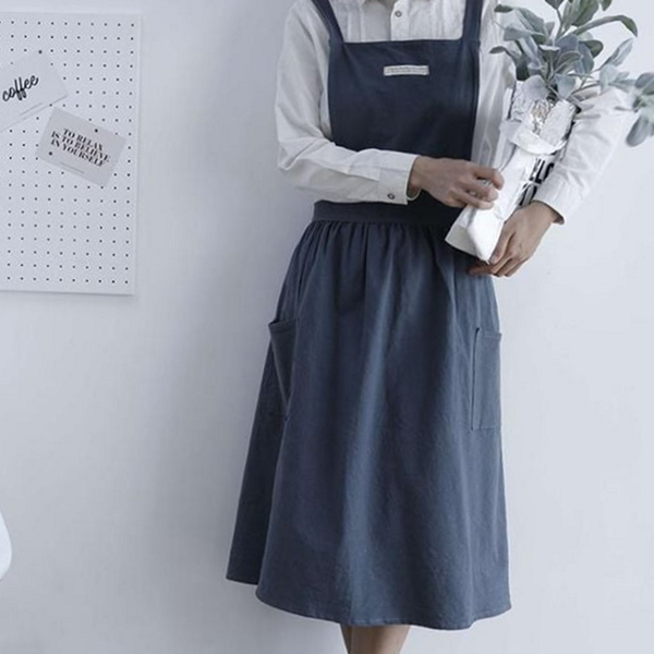 데일리 여성 앞치마 북유럽 린넨 앞치마 포켓 원피스 주방 요리 - 상품 이미지