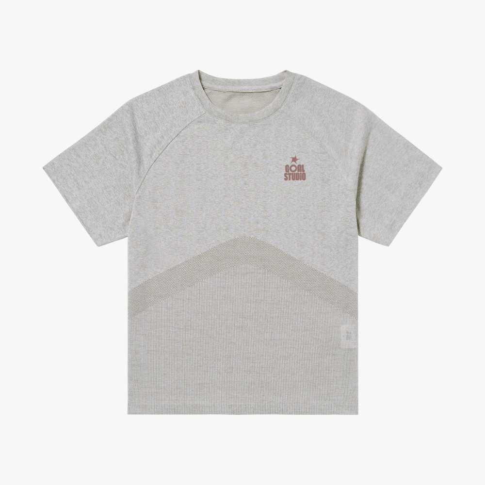 WS JACQUARD TEE-BEIGE - 상품 이미지