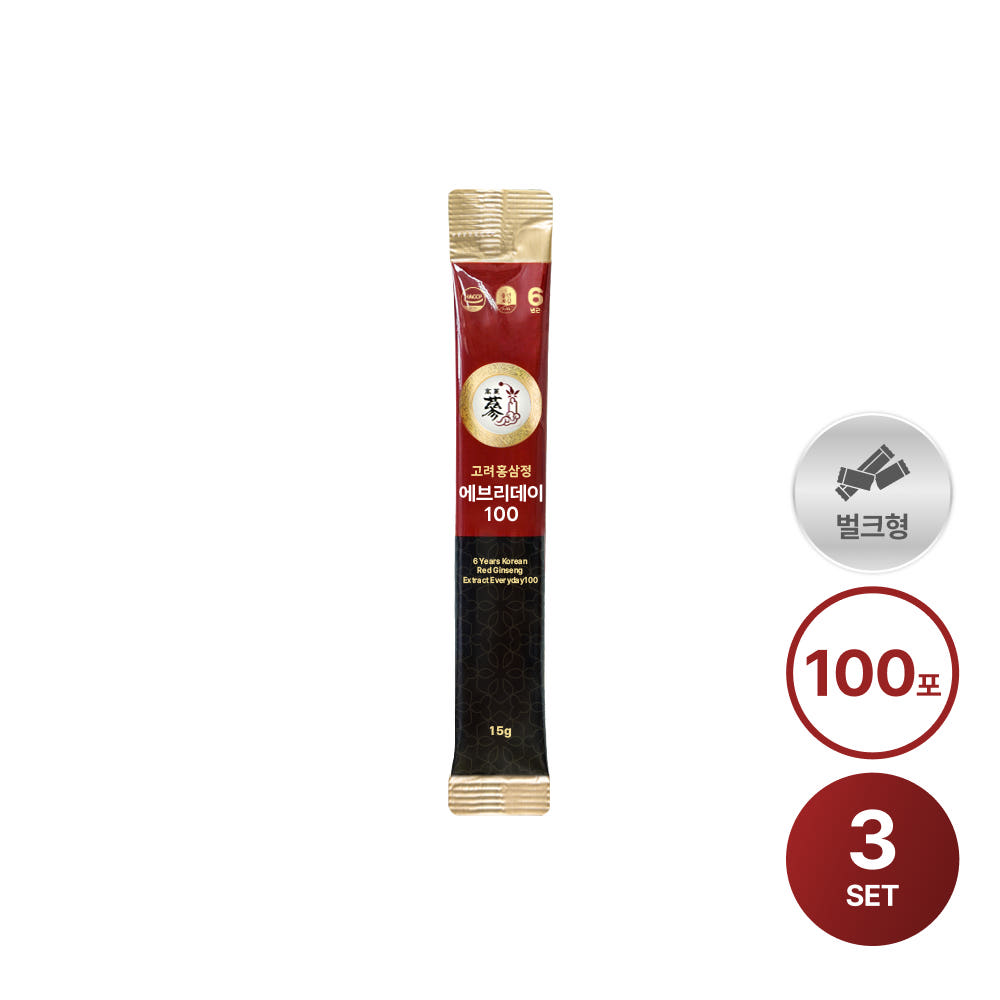 PNBG 풍년보감 에브리데이100 홍삼정 진액스틱 가성비 부모님 선물세트 100포, 3개