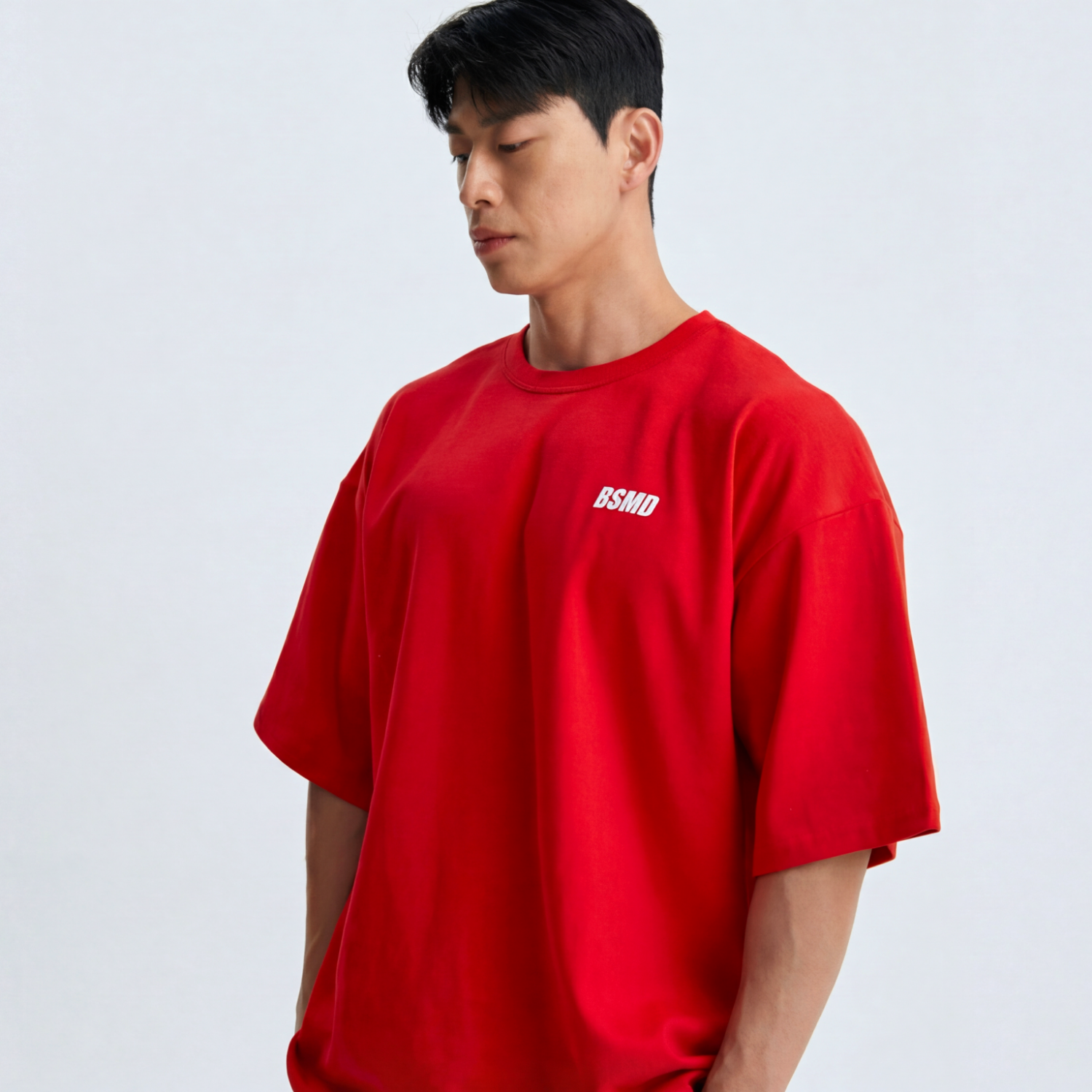 네이버 비스트모드 심플로고 헬스 오버핏 반팔 티셔츠 무지