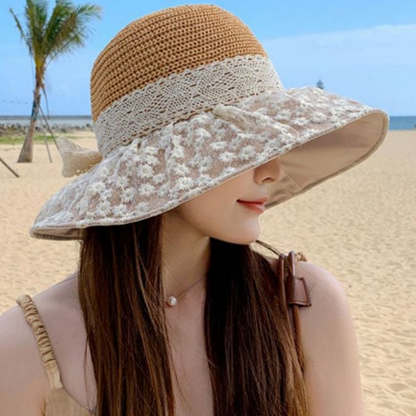 데일리 여성 버킷 햇 레이스 여름 벙거지 휴가용 휴양지 - 상품 이미지