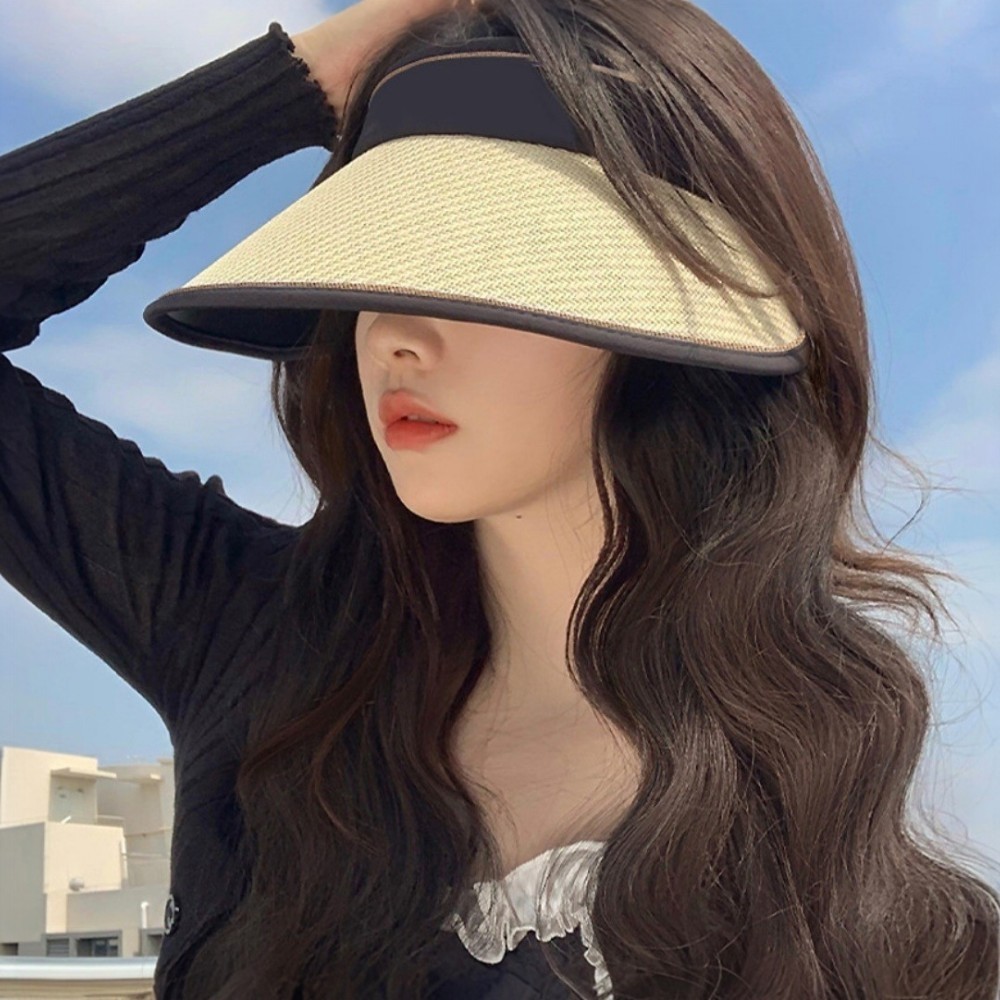여성용 라탄 챙넓은 자외선차단 여름 선캡 - 상세 이미지 5
