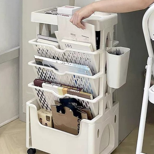 이동식 수납 트롤리 선반 트롤리 선반 수납함 플라스틱 바퀴형 책꽂이 수납장 정리함 서랍장 - 상품 이미지