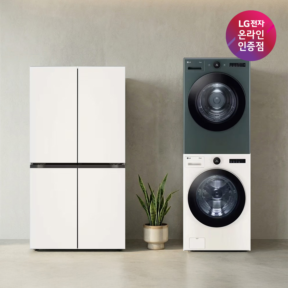 LG 디오스 오브제컬렉션 매직스페이스 냉장고 + LG 트롬 세탁기건조기 세트 (T876MEE111 + FX24ENR-GNG) - 상품 이미지