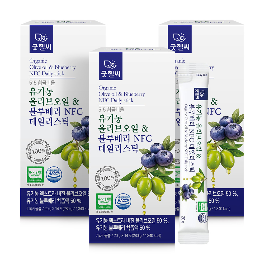 굿헬씨 유기농 올리브오일 & 블루베리 NFC 데일리스틱 280g 14포, 3개 - 상품 이미지