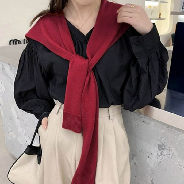레이어드 여성 니트 숄 가디건형태 여성 가디건 숄 데일리 간절기 - 상품 이미지
