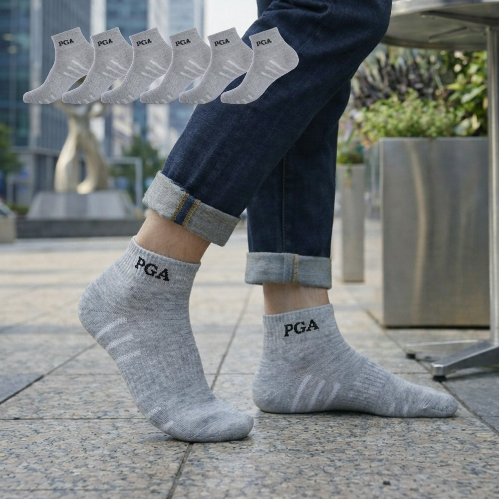 PGA 스탠다드 남성 캐주얼 골프 단목양말 6족세트 PGAM-67 그레이 - 상품 이미지