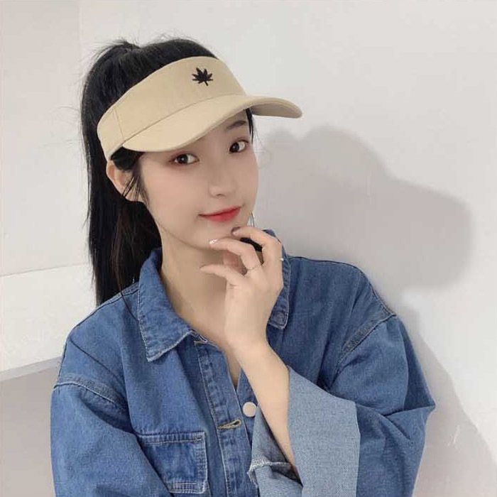 여성 단풍 무늬 플라워 썬캡 골프 등산 야외 활동 모자 여름 스포츠 여자 비치 선캡 - 상품 이미지