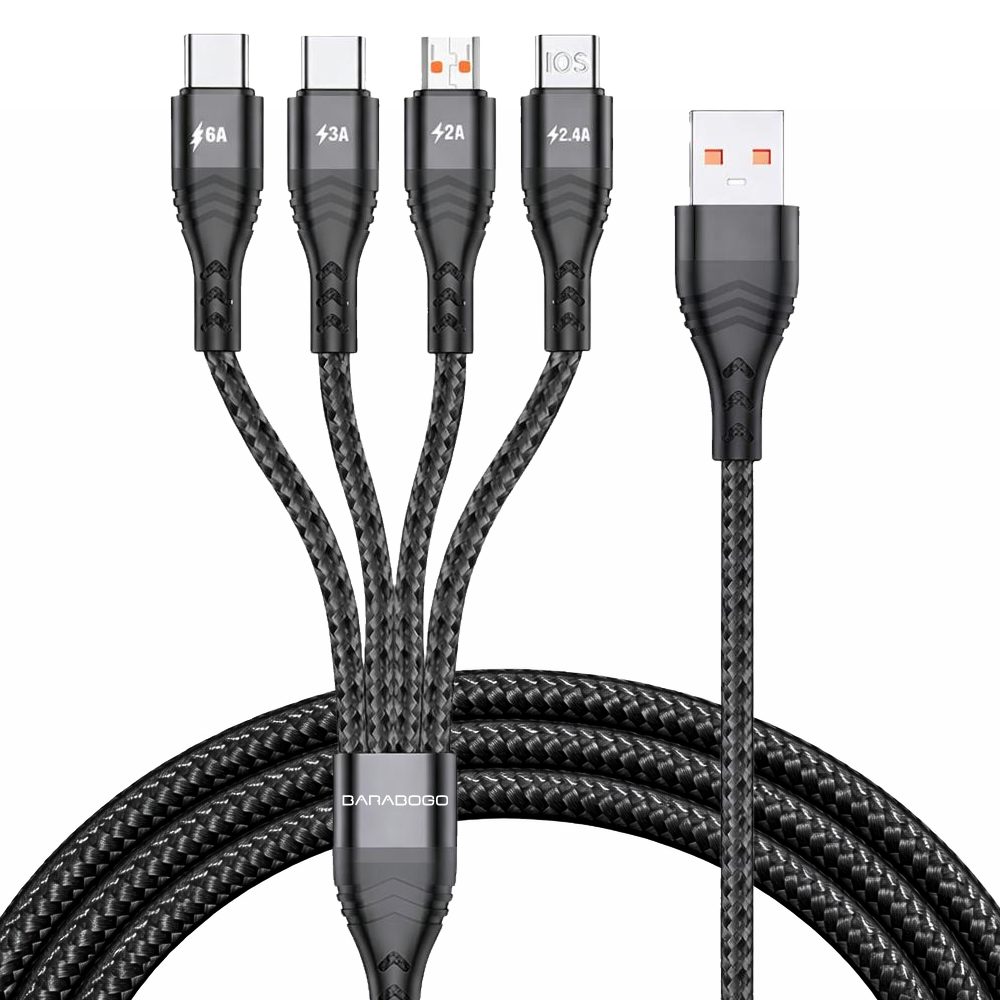 바라보고 66W 4in1 멀티 고속충전 케이블 C타입 아이폰 8핀 블랙, 1개, 1.2m - 상세 이미지 2