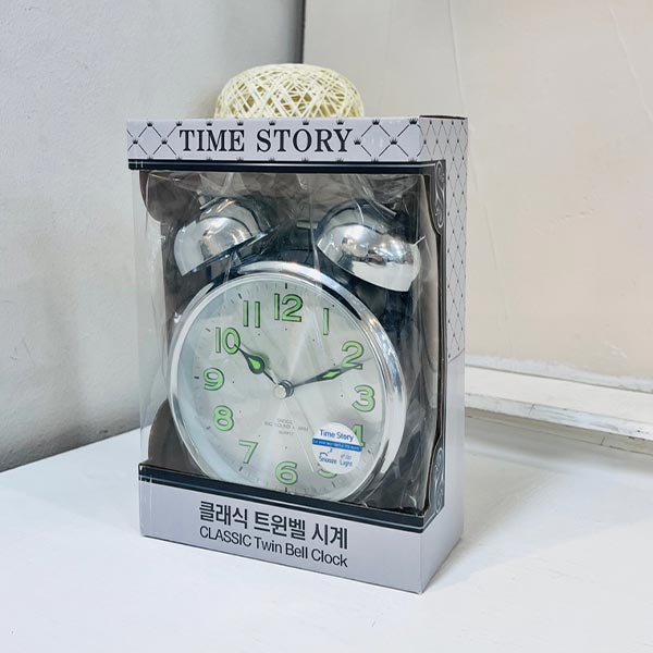클래식 트윈벨 탁상시계 중( 색상 랜덤)1p 벽시계 벽걸이 저소음 탁상겸 용시계 미니 - 상품 이미지