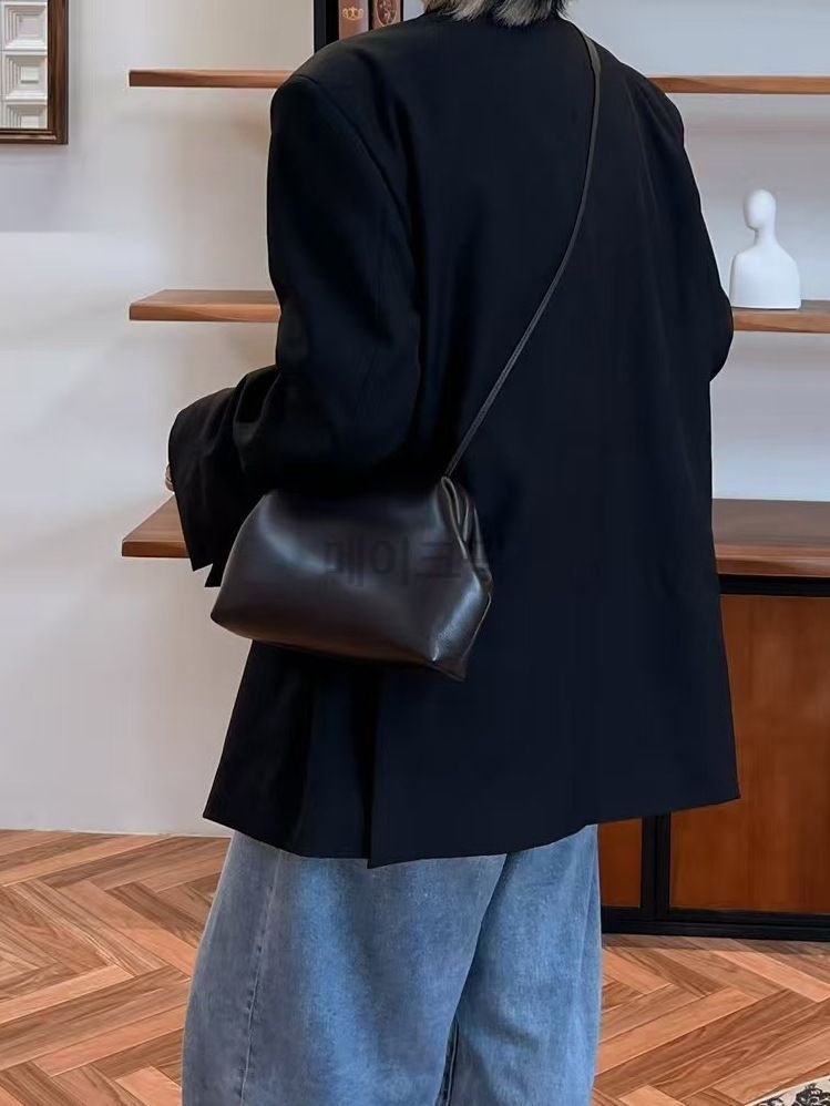 고급 천연 양가죽 숄더백 여성용 미니 만두백 하객패션 우아한 스타일 내부까지 양가죽 이미지 7