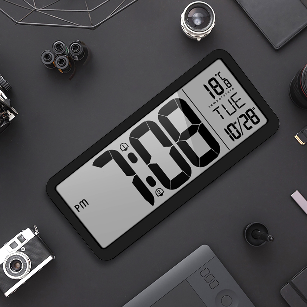 날짜 온도 대형 LCD 탁상 벽걸이 알람 시계 온도계 탁상시계 책상 DD- 10451 - 상품 이미지