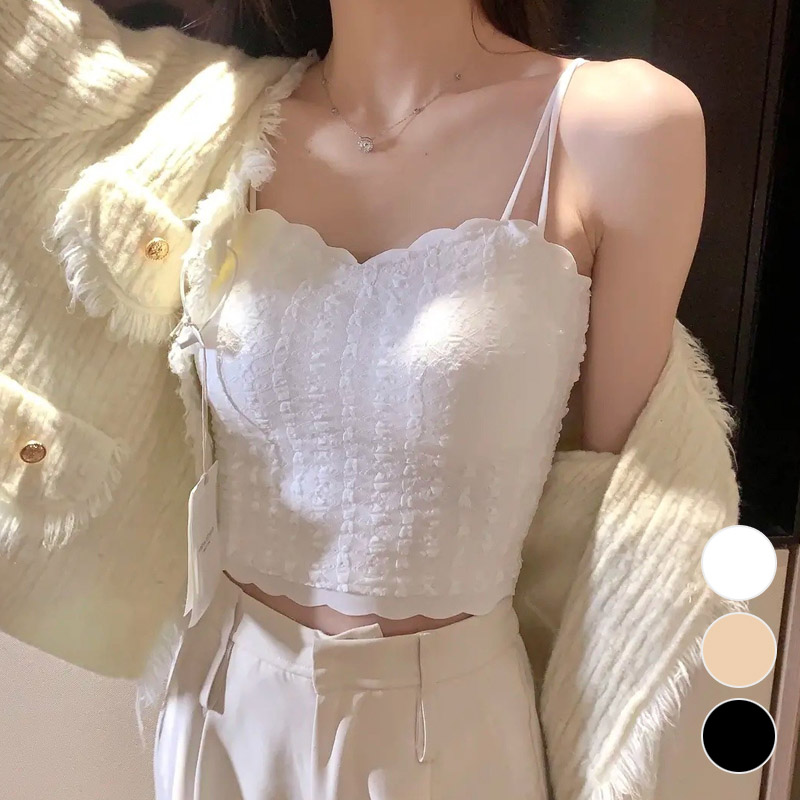 프렌치 브라탑 레이스 ELC- 1022 헴라인 여름 티셔츠 민소매 여자 레이스나 시티 - 상품 이미지