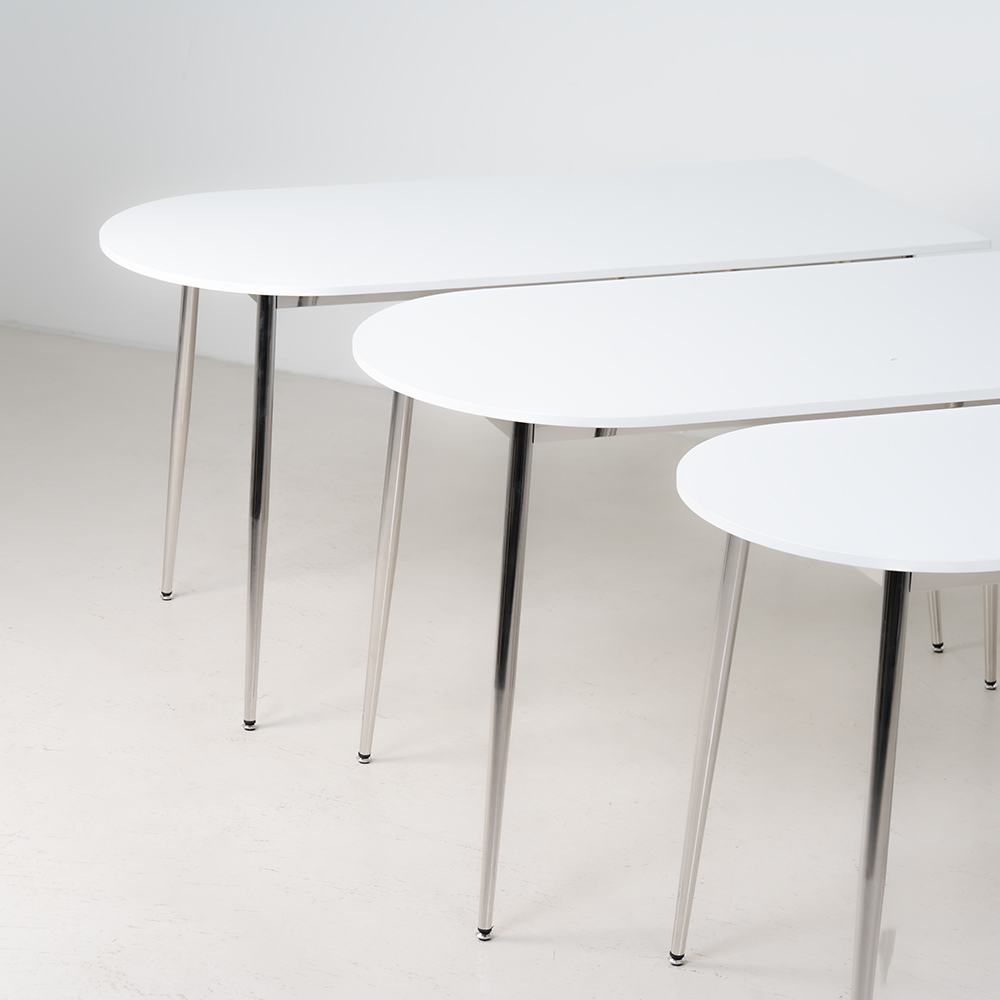 루소 반타원형식탁 다이닝테이블 탁자 1000mm, 실버엣지 이미지 8