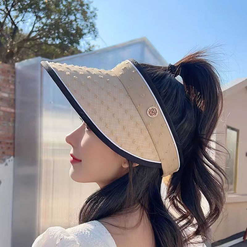 와이드챙 썬캡 가벼운 바캉스 M로고 배색 여름 모자 햇빛 차단 시원한 차단썬캡 여자 - 상품 이미지