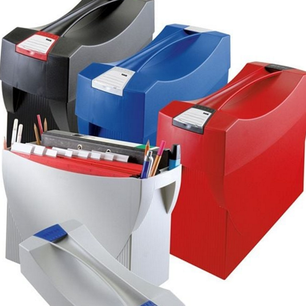 다용도 이동형 서류함 플라스틱 이동형 문서함 사무용 파일함 휴대용 뚜껑 이동식 보관함 도문 - 상품 이미지
