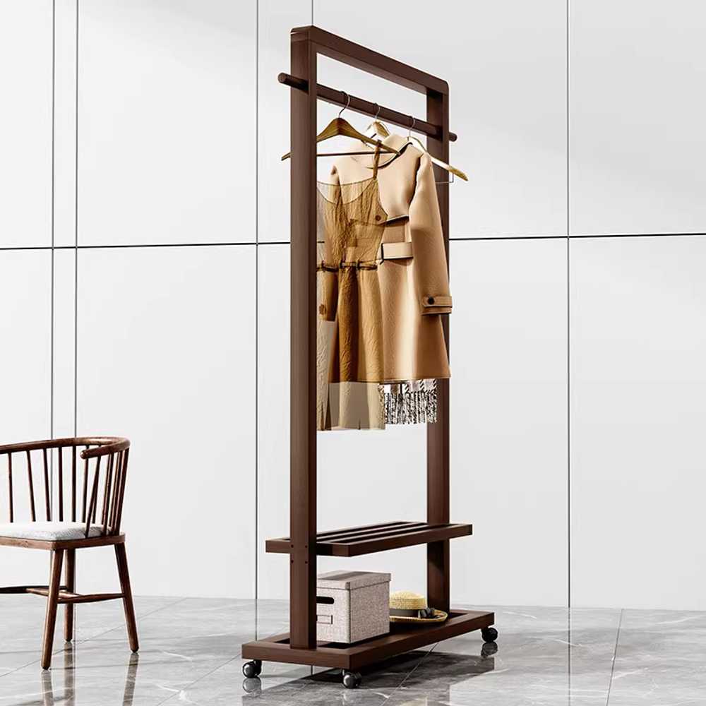나무 행거 옷걸이 드레스룸 간이 코트 의류 거는 랙 65cm - 상세 이미지 4