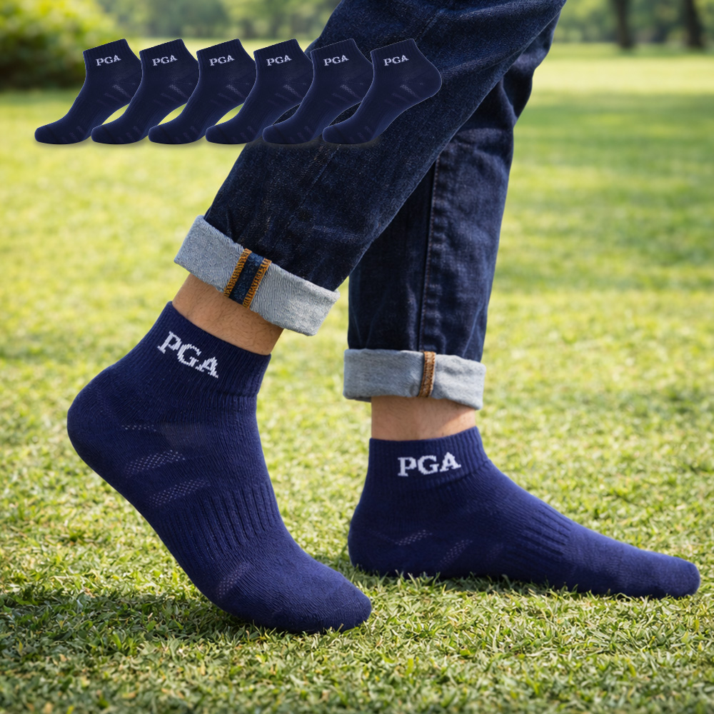 PGA 스탠다드 남성 캐주얼 골프 단목양말 6족세트 PGAM-67 네이비 - 상품 이미지