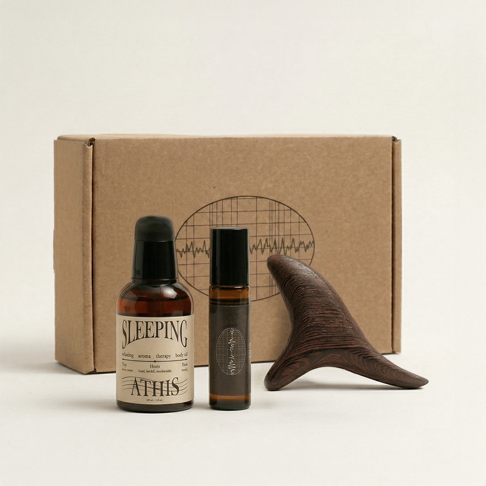 에이디스 바디 리추얼 세트 슬리핑 바디오일 50ml/ 딥릴렉스 롤온 10ml/마사지 괄사 바디케어 아로마테라피 - 상품 이미지