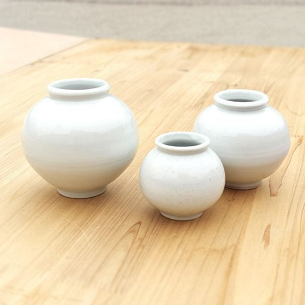 수공예 달항아리 세라믹 화병 테이블 탁상용 백자 장식 - 상품 이미지